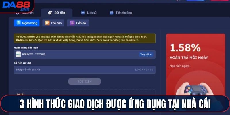 3 hình thức giao dịch được ứng dụng tại nhà cái