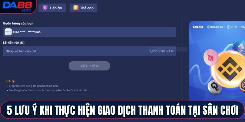 5 lưu ý khi thực hiện giao dịch thanh toán tại sân chơi