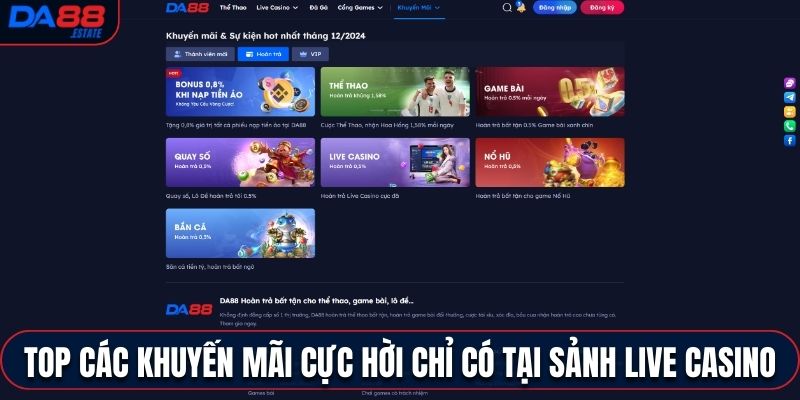 Top các khuyến mãi cực hời chỉ có tại sảnh Live Casino